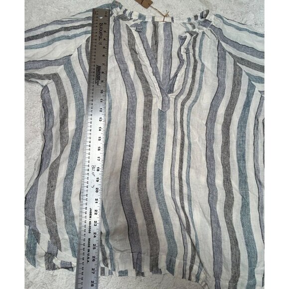 CP Shades Women's Livia Linen Popover Top Medium Deep V-Neck Long Sleeve New - Picture 9 of 9